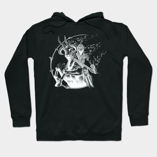 Death Warrior Riding a Mythical Beast while Disintegrating Hoodie by Tred85